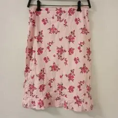 北欧ブランド b.young 花柄 ミディ丈スカート ピンク Mサイズ