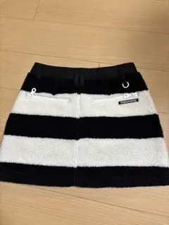 PEARLY GATES フリーススカート 0サイズ 黒白ストライプ