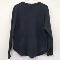 ユニクロ ワッフルクルーネックTシャツ ブラック M カットソー 黒