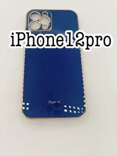 iPhone12pro ゴールドフレームケース　ブルー