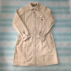 ミキハウスベージュ ボタンアップ ワンピース130cm