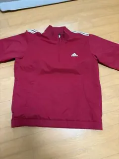 アディダス 赤 ハーフジップ ナイロンジャケット
