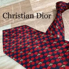 ✨極美品✨Christian Dior ネクタイ パターン柄 レッド 高級シルク