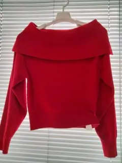 FRAY I.D 赤 オフショルダー ニットセーター ワンサイズ