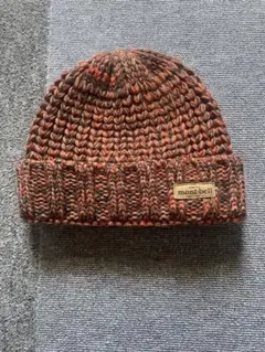 【美品】mont-bell ニット帽 ビーニー オレンジ ブラウン S/M