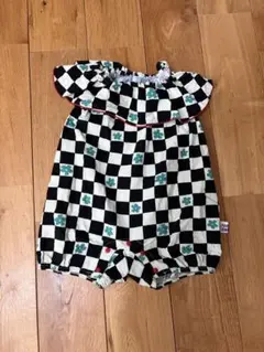 マーキーズ　フリルベビーサロペット 70 襟付き サロペット チェック