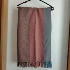 新品ELEGANTLYヘリンボーン柄大判マフラーストールウール混3色使い