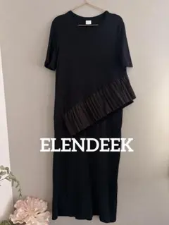 ELENDEEKフリルワンピース 黒 ロングワンピース 半袖 エレンディークのサムネイル
