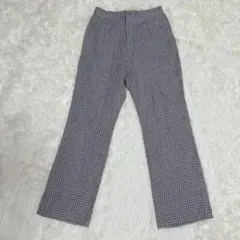 kastane カスタネ バル 麻 パンツ 二筋格子 チェック ブラック