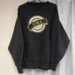 古着 MID WEST Iowaロゴ刺繍 ブラック スウェット トレーナー
