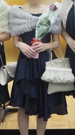 ネイビー プリーツ パーティードレスセット