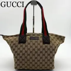 GUCCI GGキャンバス　シェリーライン トートバッグ ハンドバッグ　ロゴ 041 美品 GUCCI グッチ シェリーライン ハンドバッグ トートバッグ