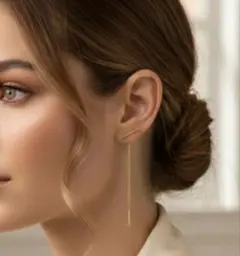 金属アレルギー対応　ピアス　チェーンピアス　上品　　ゴールドカラー