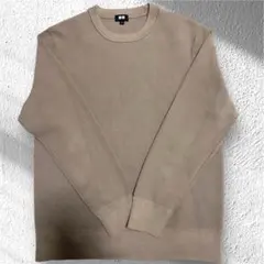 ユニクロ　ウォッシャブルミラノリブクルーネックセーター L ベージュ