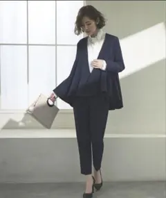 RUIRUE BOUTIQUE ノーカラーペプラム　セットアップ　ブラウス付