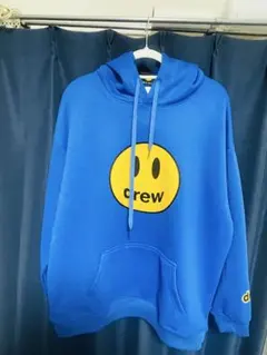 drew スマイリーフェイス パーカー 青