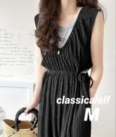 classicalelf 2WAYサイドリボンカットアウトジャガードサロペット