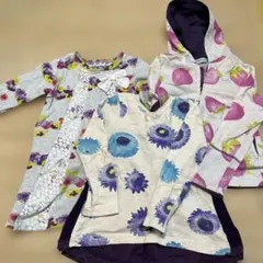 ハッカキッズ　花柄レース付き長袖トップス まとめ110