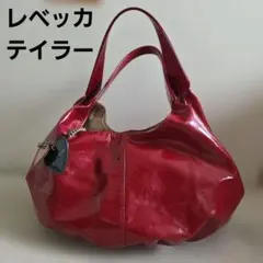 【極美品】レベッカテイラー ハンドバッグ エナメル 赤 猫ロゴ