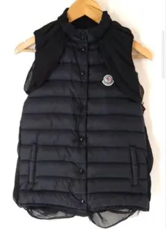 モンクレール　SONA/チュール切替/ダウンベスト/ナイロン/BLK/無地