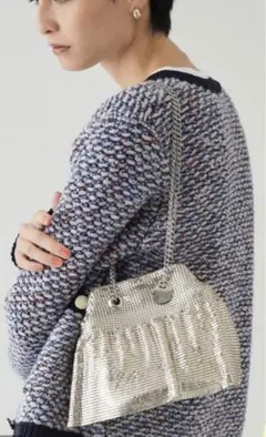 【新品】メタルメッシュ フリル ミニ ショルダーバッグ　※シルバーゴールド