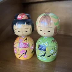 高橋達郎作 夫婦こけし ペア 12cm 昭和レトロ
