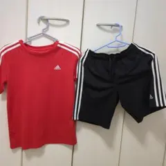 adidas サッカーウェア 上下セット レッド ブラック
