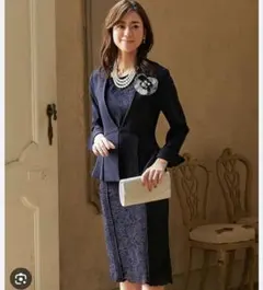 ネイビー レースワンピース & ノーカラージャケット セット 入卒園式コーデ