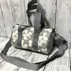 ドラム型ハンドメイドバッグ　 ショルダーバッグ　トイプードルグレー