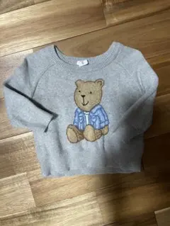 GAP クマ刺繍 グレー ニットセーター 3-6months 60-70cm