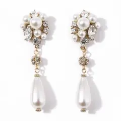 ピアス　パール　パーティ　結婚式　ティアドロップ