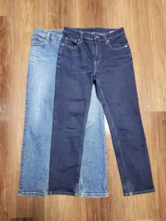 UNIQLO ストレートデニム 2本セット ネイビー ライトブルー