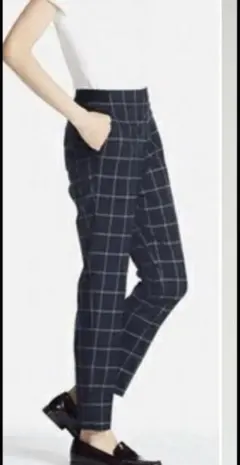 未使用★スマートスタイルアンクルパンツ　ウィンドウペン　M チェックパンツ