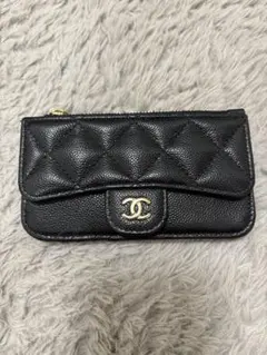 CHANEL ブラック レザー カードケース