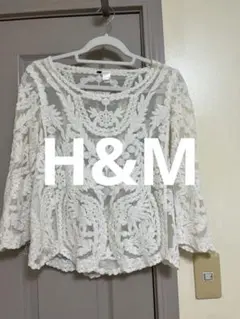 レース　長袖　H&M ブラウス　透け感あり　花柄　重ね着　Sサイズ