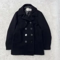 【アメリカ製 L 中綿キルティング】ショット　ピーコート　ダブル　黒