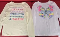 160㎝ GAP 女の子 カラフル プリント 長袖 Tシャツ 2枚セット 蝶々