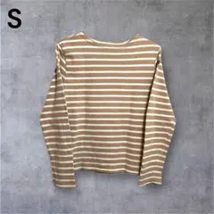 Le minor ルミノア ベージュ 白 ストライプ 長袖 Tシャツ Mサイズ