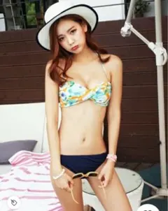 新品未使用　水着 水彩フラワー　バンドゥビキニ