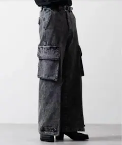 【CLEL】 M-47 タイプ ミリタリー フレア カーゴパンツ L ブラック系のサムネイル