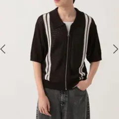 ＊新品＊AND YUA ANY ジップアップニット ブラック系 半袖 FREE