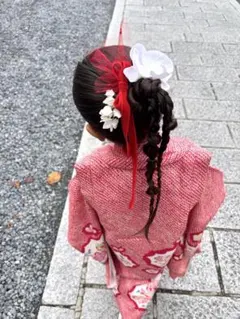 七五三 髪飾り イヤリング 赤色 セット - メルカリ