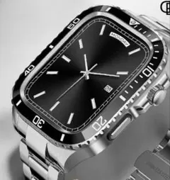 AppleWatchバンド45 シルバーステンレス　アップルウォッチベルトメンズ