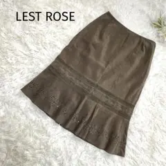 レストローズ スカート セミフレア スエード調 フラワーカットワーク 日本製