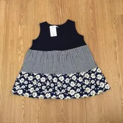 夏物 新品 タグつき 薄手 130cm ネイビー ノースリーブチュニック 女の子
