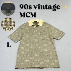 希少✨90s エムシーエム コニャック 千鳥格子ポロシャツ L 刺繍ロゴ 日本製のサムネイル
