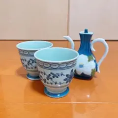 【美品】有田焼 湯飲み 2個セット+三川内焼 醤油さし