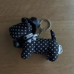 レスポートサック犬型水玉チャーム キーホルダー