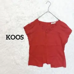 【KOOS】麻100% レトロ調ブラウス　シャツ　エレガント　上品　SS〜S