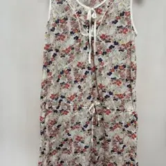 花柄キャミワンピース ウエストリボン付き